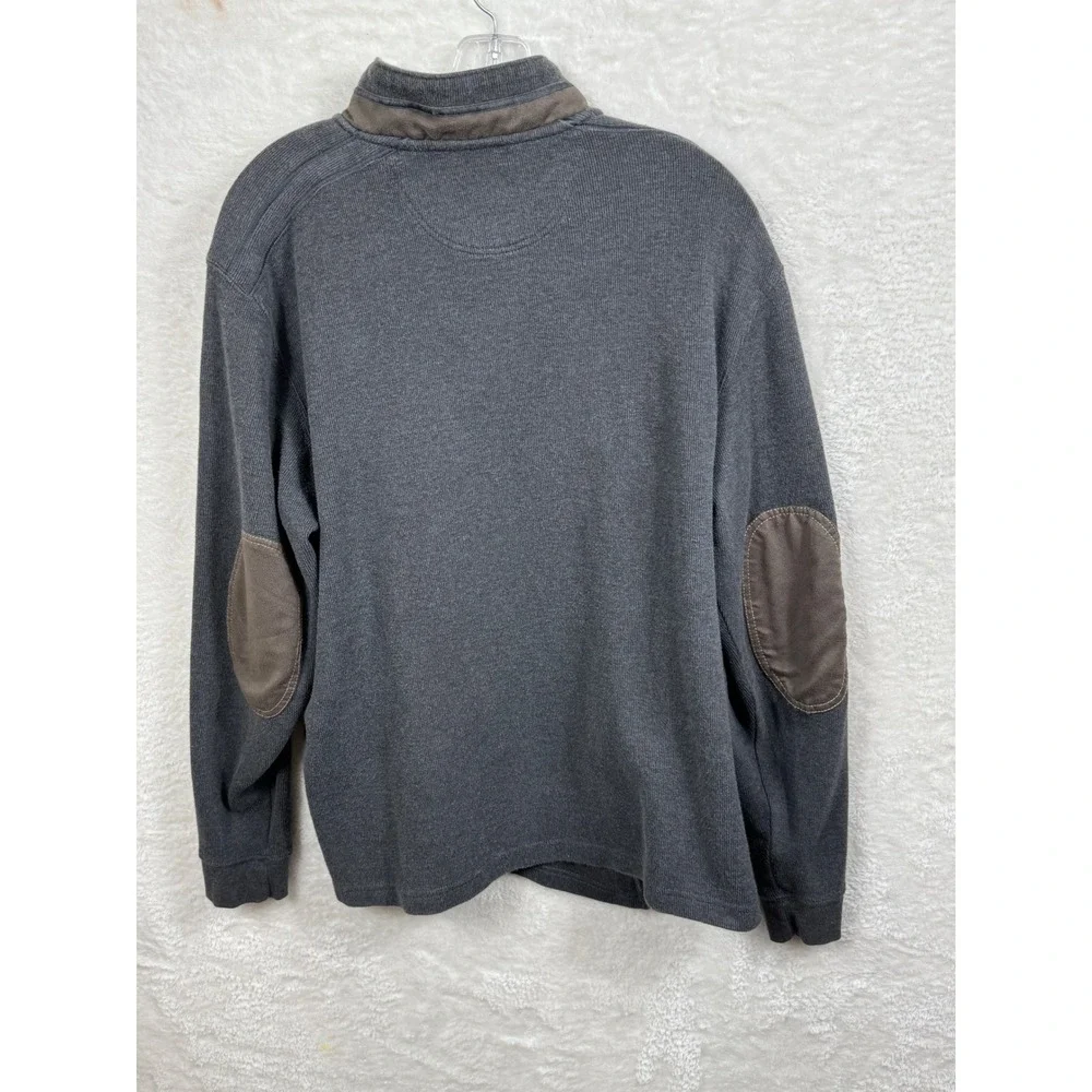 Blue Uomo Gray Quarter Zip Pullover Sweater‎ Elbow Patch Long Sleeve XL
